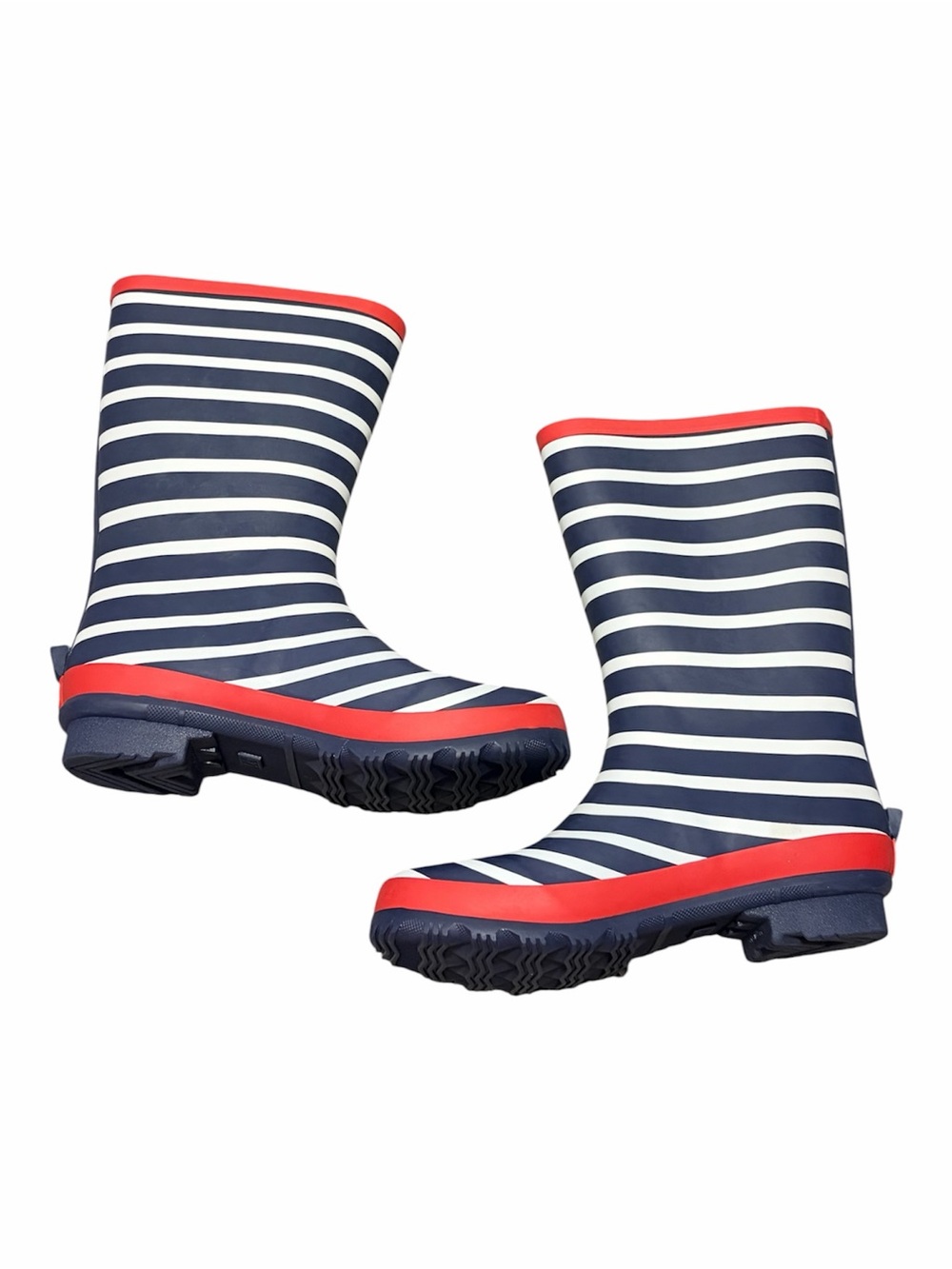 NEW Mini Boden Wellies Navy Striped Rain Boots Kids 37, Youth Size 5